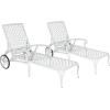 imageOutvita Lounge Chairs for Outside Patio Cast Aluminum Recliner with Adjustable Back and Rolling Wheels for Backyard Porch Pool Balcony Deck WhiteWhite