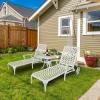 imageOutvita Lounge Chairs for Outside Patio Cast Aluminum Recliner with Adjustable Back and Rolling Wheels for Backyard Porch Pool Balcony Deck WhiteWhite