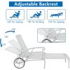 imageOutvita Lounge Chairs for Outside Patio Cast Aluminum Recliner with Adjustable Back and Rolling Wheels for Backyard Porch Pool Balcony Deck WhiteWhite