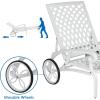 imageOutvita Lounge Chairs for Outside Patio Cast Aluminum Recliner with Adjustable Back and Rolling Wheels for Backyard Porch Pool Balcony Deck WhiteWhite