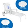 imageOutvita Lounge Chairs for Outside Patio Cast Aluminum Recliner with Adjustable Back and Rolling Wheels for Backyard Porch Pool Balcony Deck WhiteWhite