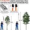 imageOutvita Manual Pole Saw 26 Feet Extendable Tree Pruner with Knives and Storage Pocket Sharp Steel Blade and Scissors High Branches Trimming for Pruning Palms and ShrubsOrangeSilveraluminum