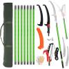 imageOutvita Manual Pole Saw 26 Feet Extendable Tree Pruner with Knives and Storage Pocket Sharp Steel Blade and Scissors High Branches Trimming for Pruning Palms and ShrubsOrangeGreen