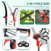 imageOutvita Manual Pole Saw 26 Feet Extendable Tree Pruner with Knives and Storage Pocket Sharp Steel Blade and Scissors High Branches Trimming for Pruning Palms and ShrubsOrangeGreen