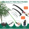 imageOutvita Manual Pole Saw 26 Feet Extendable Tree Pruner with Knives and Storage Pocket Sharp Steel Blade and Scissors High Branches Trimming for Pruning Palms and ShrubsOrangeGreen