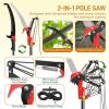 imageOutvita Manual Pole Saw 26 Feet Extendable Tree Pruner with Knives and Storage Pocket Sharp Steel Blade and Scissors High Branches Trimming for Pruning Palms and ShrubsOrangeYellow
