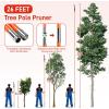 imageOutvita Manual Pole Saw 26 Feet Extendable Tree Pruner with Knives and Storage Pocket Sharp Steel Blade and Scissors High Branches Trimming for Pruning Palms and ShrubsOrangeOrange