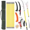 imageOutvita Manual Pole Saw 26 Feet Extendable Tree Pruner with Knives and Storage Pocket Sharp Steel Blade and Scissors High Branches Trimming for Pruning Palms and ShrubsOrangeYellow