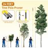 imageOutvita Manual Pole Saw 26 Feet Extendable Tree Pruner with Knives and Storage Pocket Sharp Steel Blade and Scissors High Branches Trimming for Pruning Palms and ShrubsOrangeYellow