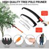 imageOutvita Manual Pole Saw 26 Feet Extendable Tree Pruner with Knives and Storage Pocket Sharp Steel Blade and Scissors High Branches Trimming for Pruning Palms and ShrubsOrangeSilveraluminum