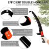 imageOutvita Manual Pole Saw 26 Feet Extendable Tree Pruner with Knives and Storage Pocket Sharp Steel Blade and Scissors High Branches Trimming for Pruning Palms and ShrubsOrangeSilveraluminum