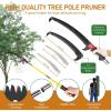 imageOutvita Manual Pole Saw 26 Feet Extendable Tree Pruner with Knives and Storage Pocket Sharp Steel Blade and Scissors High Branches Trimming for Pruning Palms and ShrubsOrangeYellow