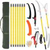 imageOutvita Manual Pole Saw 26 Feet Extendable Tree Pruner with Knives and Storage Pocket Sharp Steel Blade and Scissors High Branches Trimming for Pruning Palms and ShrubsOrangeYellow