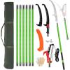 imageOutvita Manual Pole Saw 26 Feet Extendable Tree Pruner with Knives and Storage Pocket Sharp Steel Blade and Scissors High Branches Trimming for Pruning Palms and ShrubsOrangeGreen