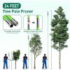 imageOutvita Manual Pole Saw 26 Feet Extendable Tree Pruner with Knives and Storage Pocket Sharp Steel Blade and Scissors High Branches Trimming for Pruning Palms and ShrubsOrangeGreen