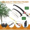 imageOutvita Manual Pole Saw 26 Feet Extendable Tree Pruner with Knives and Storage Pocket Sharp Steel Blade and Scissors High Branches Trimming for Pruning Palms and ShrubsOrangeYellow