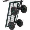 imageOutvita Metal Deck Garden Cart with 10 Air Tires Heavy Duty Wagon Cart for Farm Yard and Cargo Green38L x 34W x 18H