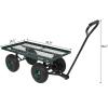 imageOutvita Metal Deck Garden Cart with 10 Air Tires Heavy Duty Wagon Cart for Farm Yard and Cargo Green38L x 34W x 18H