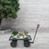 imageOutvita Metal Deck Garden Cart with 10 Air Tires Heavy Duty Wagon Cart for Farm Yard and Cargo Green38L x 34W x 18H