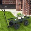 imageOutvita Metal Deck Garden Cart with 10 Air Tires Heavy Duty Wagon Cart for Farm Yard and Cargo Green38L x 34W x 18H