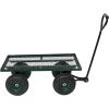 imageOutvita Metal Deck Garden Cart with 10 Air Tires Heavy Duty Wagon Cart for Farm Yard and Cargo Green38L x 34W x 18H