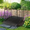 imageOutvita Metal Garden Bridge for Outdoor Elegant Decorative Bridge with PowderCoated Finish and Security Guardrail for Patio Pond Backyard Landscaping CrownCrown