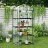 imageOutvita Mini Greenhouse Small PE Plant Green House with 4 Tiers Rack Shelf Clips Rollup Zipper Door Gardening Supplies for Indoor Outdoor Seedling Frost Protection  27quotx196quotx63quot WhitePVC Cover