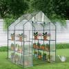 imageOutvita Mini Greenhouse Small PE Plant Green House with 4 Tiers Rack Shelf Clips Rollup Zipper Door Gardening Supplies for Indoor Outdoor Seedling Frost Protection  27quotx196quotx63quot WhitePVC Cover