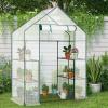 imageOutvita Mini Greenhouse Small PE Plant Green House with 4 Tiers Rack Shelf Clips Rollup Zipper Door Gardening Supplies for Indoor Outdoor Seedling Frost Protection  27quotx196quotx63quot WhitePE Cover