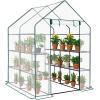imageOutvita Mini Greenhouse Small PE Plant Green House with 4 Tiers Rack Shelf Clips Rollup Zipper Door Gardening Supplies for Indoor Outdoor Seedling Frost Protection  27quotx196quotx63quot WhitePE Cover