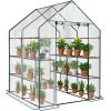 imageOutvita Mini Greenhouse Small PE Plant Green House with 4 Tiers Rack Shelf Clips Rollup Zipper Door Gardening Supplies for Indoor Outdoor Seedling Frost Protection  27quotx196quotx63quot WhitePVC Cover