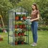 imageOutvita Mini Greenhouse Small PE Plant Green House with 4 Tiers Rack Shelf Clips Rollup Zipper Door Gardening Supplies for Indoor Outdoor Seedling Frost Protection  27quotx196quotx63quot WhitePVC Cover