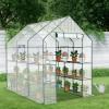 imageOutvita Mini Greenhouse Small PE Plant Green House with 4 Tiers Rack Shelf Clips Rollup Zipper Door Gardening Supplies for Indoor Outdoor Seedling Frost Protection  27quotx196quotx63quot WhitePE Cover