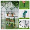 imageOutvita Mini Greenhouse Small PE Plant Green House with 4 Tiers Rack Shelf Clips Rollup Zipper Door Gardening Supplies for Indoor Outdoor Seedling Frost Protection  27quotx196quotx63quot WhitePVC Cover