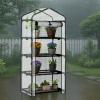 imageOutvita Mini Greenhouse Small PE Plant Green House with 4 Tiers Rack Shelf Clips Rollup Zipper Door Gardening Supplies for Indoor Outdoor Seedling Frost Protection  27quotx196quotx63quot WhitePE Cover