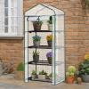 imageOutvita Mini Greenhouse Small PE Plant Green House with 4 Tiers Rack Shelf Clips Rollup Zipper Door Gardening Supplies for Indoor Outdoor Seedling Frost Protection  27quotx196quotx63quot WhitePE Cover
