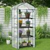 imageOutvita Mini Greenhouse Small PE Plant Green House with 4 Tiers Rack Shelf Clips Rollup Zipper Door Gardening Supplies for Indoor Outdoor Seedling Frost Protection  27quotx196quotx63quot WhitePE Cover