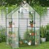 imageOutvita Mini Greenhouse Small PE Plant Green House with 4 Tiers Rack Shelf Clips Rollup Zipper Door Gardening Supplies for Indoor Outdoor Seedling Frost Protection  27quotx196quotx63quot WhitePVC Cover