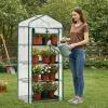 imageOutvita Mini Greenhouse Small PE Plant Green House with 4 Tiers Rack Shelf Clips Rollup Zipper Door Gardening Supplies for Indoor Outdoor Seedling Frost Protection  27quotx196quotx63quot WhitePE Cover