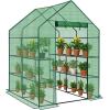 imageOutvita Mini Greenhouse Small PE Plant Green House with 4 Tiers Rack Shelf Clips Rollup Zipper Door Gardening Supplies for Indoor Outdoor Seedling Frost Protection  27quotx196quotx63quot WhitePE Cover