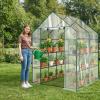 imageOutvita Mini Greenhouse Small PE Plant Green House with 4 Tiers Rack Shelf Clips Rollup Zipper Door Gardening Supplies for Indoor Outdoor Seedling Frost Protection  27quotx196quotx63quot WhitePVC Cover