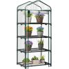 imageOutvita Mini Greenhouse Small PE Plant Green House with 4 Tiers Rack Shelf Clips Rollup Zipper Door Gardening Supplies for Indoor Outdoor Seedling Frost Protection  27quotx196quotx63quot WhitePVC Cover