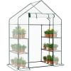 imageOutvita Mini Greenhouse Small PE Plant Green House with 4 Tiers Rack Shelf Clips Rollup Zipper Door Gardening Supplies for Indoor Outdoor Seedling Frost Protection  27quotx196quotx63quot WhitePE Cover