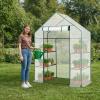 imageOutvita Mini Greenhouse Small PE Plant Green House with 4 Tiers Rack Shelf Clips Rollup Zipper Door Gardening Supplies for Indoor Outdoor Seedling Frost Protection  27quotx196quotx63quot WhitePE Cover