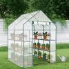 imageOutvita Mini Greenhouse Small PE Plant Green House with 4 Tiers Rack Shelf Clips Rollup Zipper Door Gardening Supplies for Indoor Outdoor Seedling Frost Protection  27quotx196quotx63quot WhitePE Cover