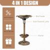 imageOutvita Outdoor Bird Bath Garden Bird Baths Decorations with SolarPowered Lamp and Resin Pedestal Flower Planter Base Bird Feeder for Yard Patio 30quot H Bronze
