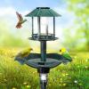 imageOutvita Outdoor Bird Bath Garden Bird Baths Decorations with SolarPowered Lamp and Resin Pedestal Flower Planter Base Bird Feeder for Yard Patio 44quot H AtrovirensAtrovirens