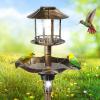 imageOutvita Outdoor Bird Bath Garden Bird Baths Decorations with SolarPowered Lamp and Resin Pedestal Flower Planter Base Bird Feeder for Yard Patio 44quot H AtrovirensBronze