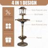 imageOutvita Outdoor Bird Bath Garden Bird Baths Decorations with SolarPowered Lamp and Resin Pedestal Flower Planter Base Bird Feeder for Yard Patio 44quot H AtrovirensBronze