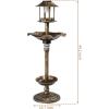 imageOutvita Outdoor Bird Bath Garden Bird Baths Decorations with SolarPowered Lamp and Resin Pedestal Flower Planter Base Bird Feeder for Yard Patio 44quot H AtrovirensBronze